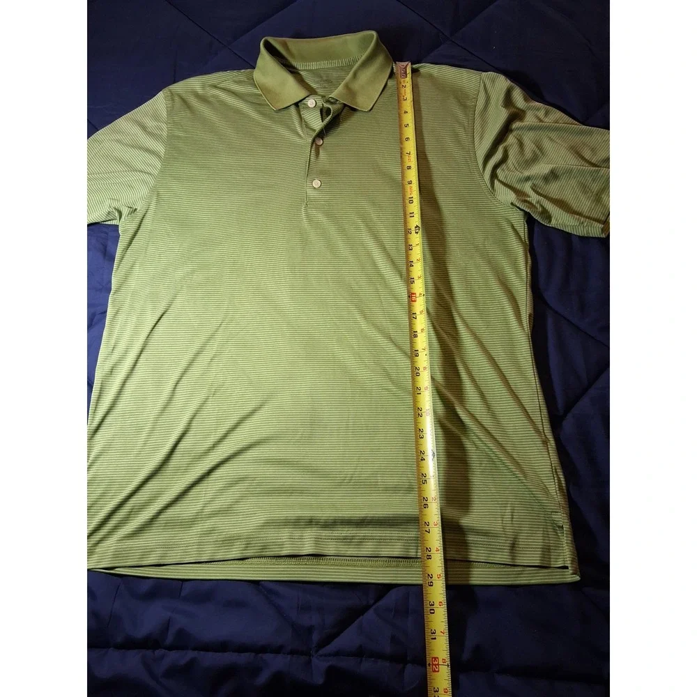 Nike‎ Play Dry Mens Green Striped Performance Golf Polo Shirt Size Large